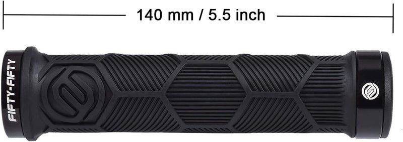 [AUSTRALIA] - FIFTY-FIFTY Double Lock-On Mountain Bike Grips, Bicycle Handlebar Locking Grips, Non-Slip MTB Handle Black 