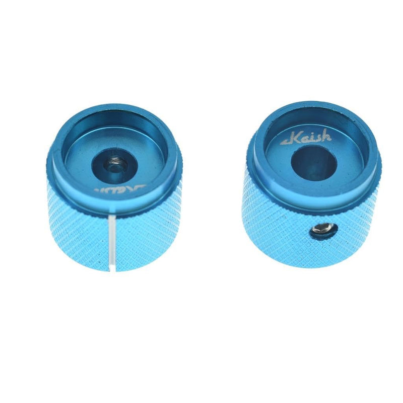 4-Pack 20mm Diam. Set Screw Style Aluminium Potentiometer Knobs 1/4" Universal Pot Control Knobs with Indicator for Guitar/Bass/AMP Amplifier Blue with Indicator Line