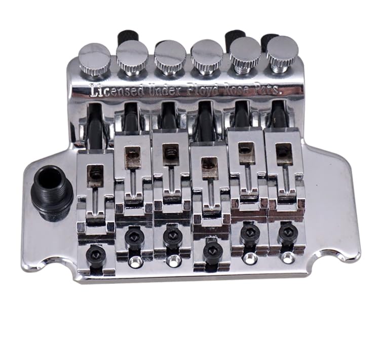 Double Locking Tremolo Bridge System for 6-String Electric Guitar For Floyd Rose Type, Gold/Chrome Upgrade Kit with Vibrato Arm And Neck Lock (Compatible with Strat Style Guitars) (Silver) Silver