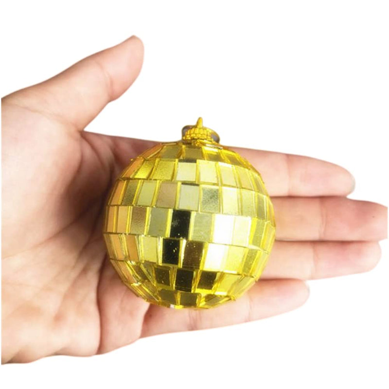 24Pcs 1-1/8Inch Mirror Balls - Disco Ball Decoration - Christmas Tree Wedding Birthday Party Accessories Disco Decorative Mirror Ball (Gold)
