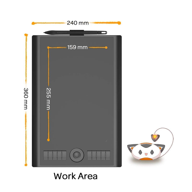 GAOMON M10K 2018 Drawing Tablet & Nibs for AP31 Passive Pen Only