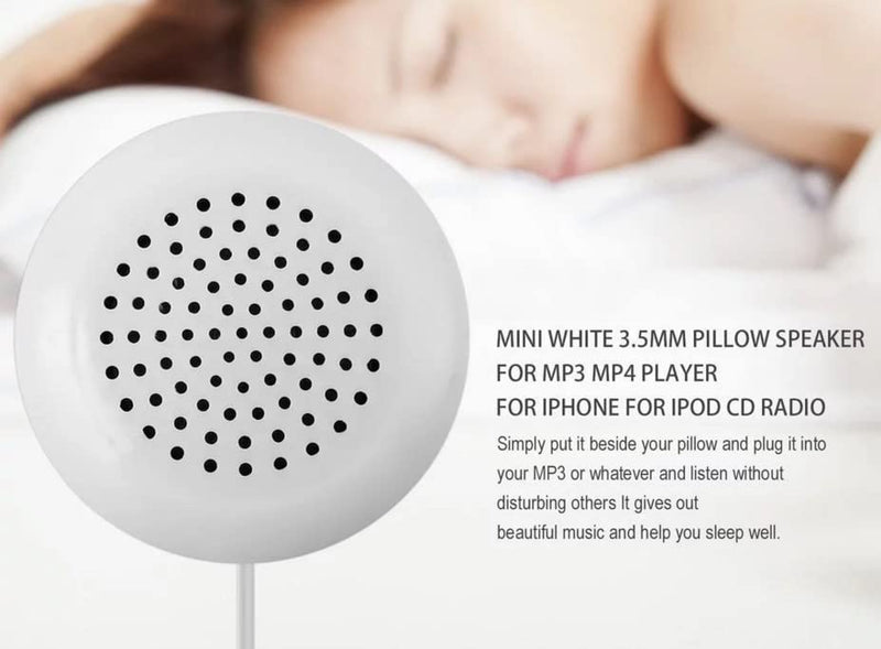 Pillow Speaker, Portable 3.5mm Mini Pillow Stereo Outdoor Speaker for iOS, iOS, iOS, MP3, MP4, Android, CD Player etc,- White