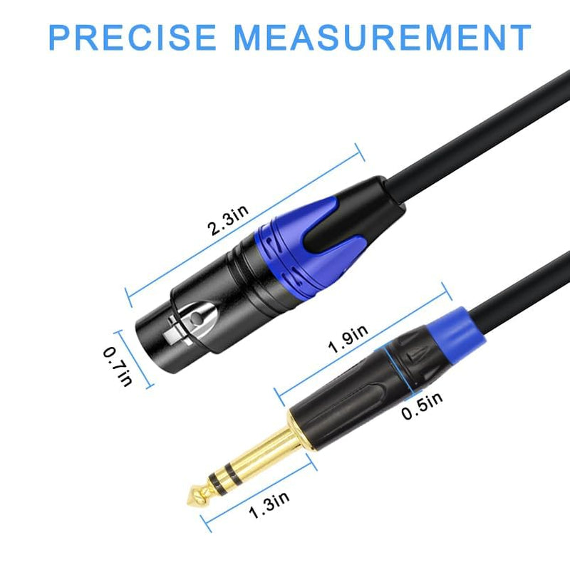 XLR to 1/4 TRS Stereo Adapter, XLR Female to 1/4 Inch (6.35mm) Balanced Microphone Stereo Audio Converter Adapter Cable (2Pack / 25 FT)