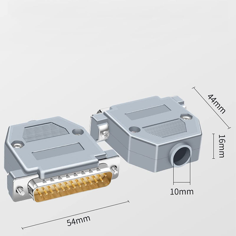 Jienk 5PCS DB25 Male RS232 D-SUB Serial Solder Cup Connectors Kit, Gold Plated Joints RS232 Serial Solder Type Port 25 Pin D Sub Couplers with Plastic Hoods, Strain Relief Grommet and Screws