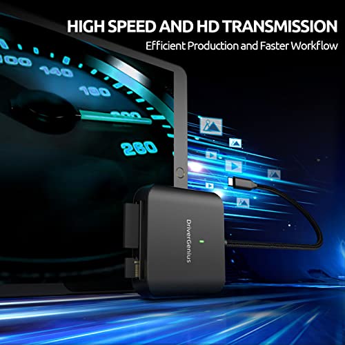 DriverGenius HB080 | 3-in-1 Compact Flash (CF-I) Card Reader USB-C UHS-II SD/MicroSD Card Reader for DSLR Camera - Metal, Win & Mac