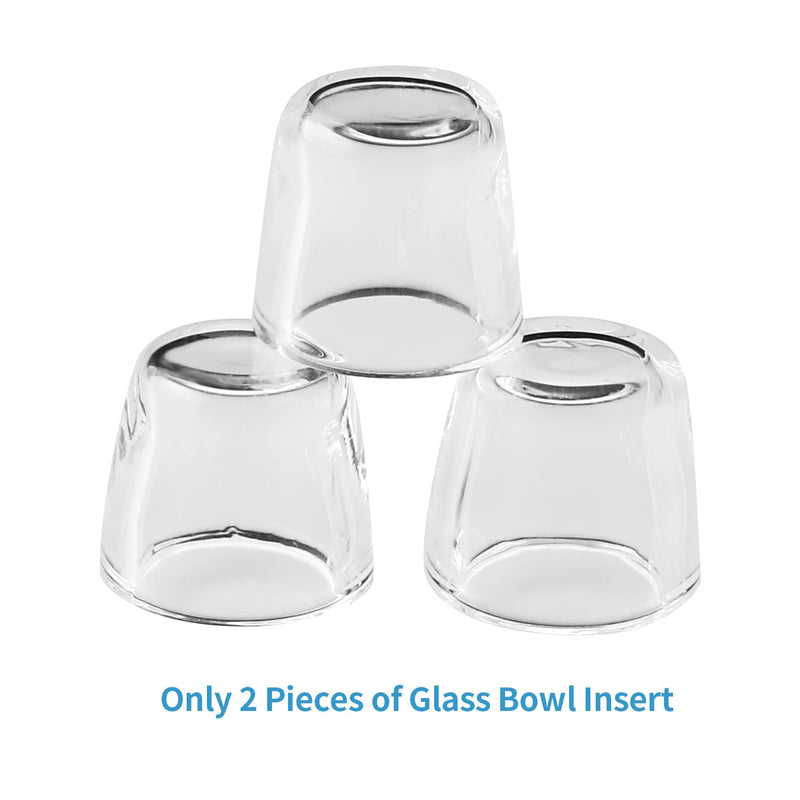 2 Packs Quartz Bowl Inserts for Peak Accessory, Enhanced Performance, Flat Bottom, Reused Glass Insert Bowl Accessories, Replacement Insert