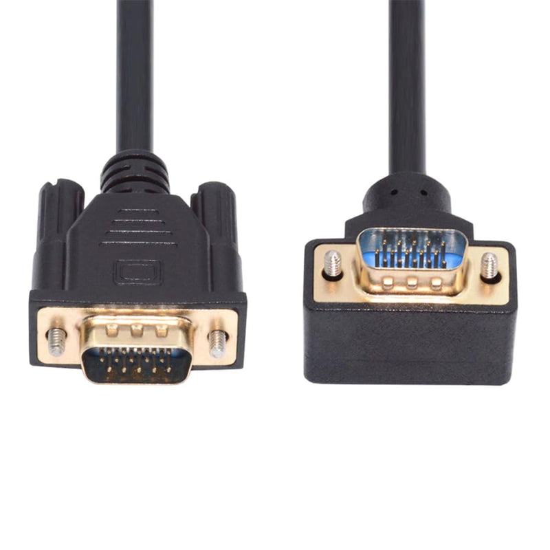 cablecc VGA RGB Male to Straight Male Extension Cable 3COAX+6C Up Angled 90 Degree for Monitor Projector Computer