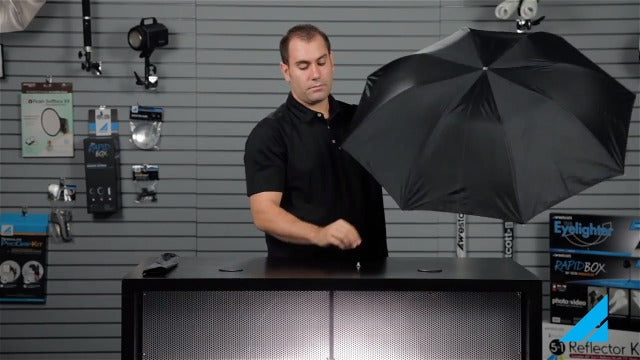 Westcott Convertible Compact Collapsible Umbrella - Optical White Satin with Removable Black Cover (43")
