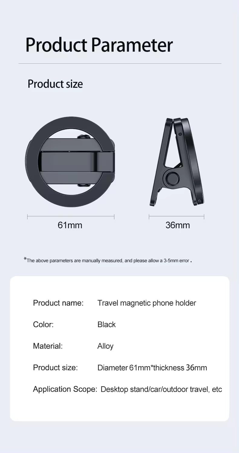 Generic LEONIDIS Universal Clip-On Magnetic Adjustable Multipurpose Phone Holder Mount for Desk Plane Car Table, Black