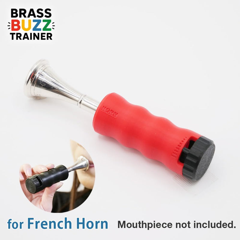 French Horn Mouthpiece Buzzing Trainer – One-Touch Adjustable Resistance – Daily Practice & Warm-up – BRASS BUZZ TRAINER (Red) Red