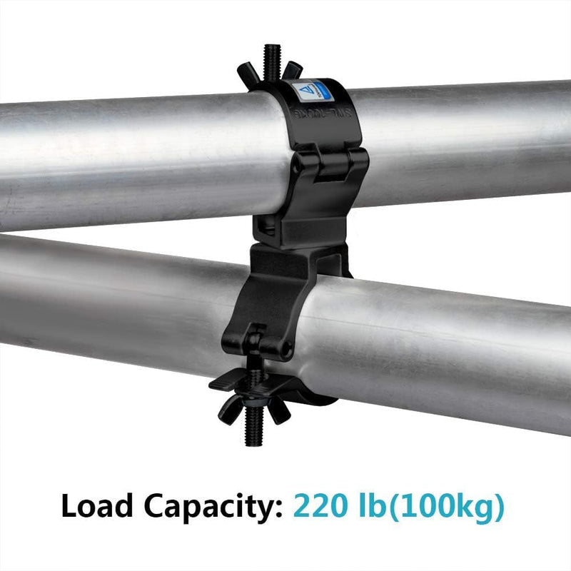 Stage Lights Truss Swivel Coupler Clamp Fit Pipe 1.88-2inch (48-51mm) ， Heavy Duty Aluminum Alloy Truss DJ Stage Light O Clamps for 220lb (2pcs:black) 2pcs:black