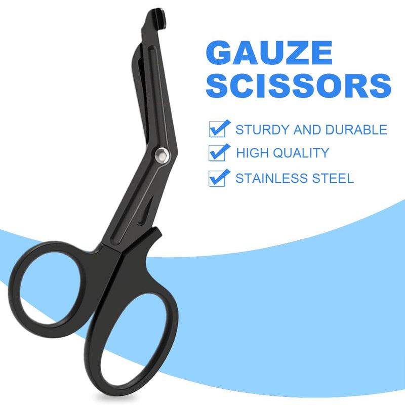 XOUDKE Medical Bandage Scissors, Medical Scissors, EMT and Trauma Scissors, Stainless Steel Bandage Scissors, 15 cm, Bent Stealth Black for Nurses, Medical Students, Emergency Room