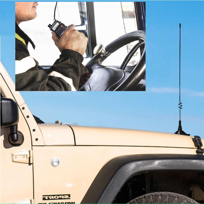 Mobile radio antenna Car VHF antenna Dual frequency UHF 136-174MHz 400-520MHz UHF antenna Car magnetic antenna, compatible with Kenwood compatible with BaoFeng amateur radio walkie-talkie