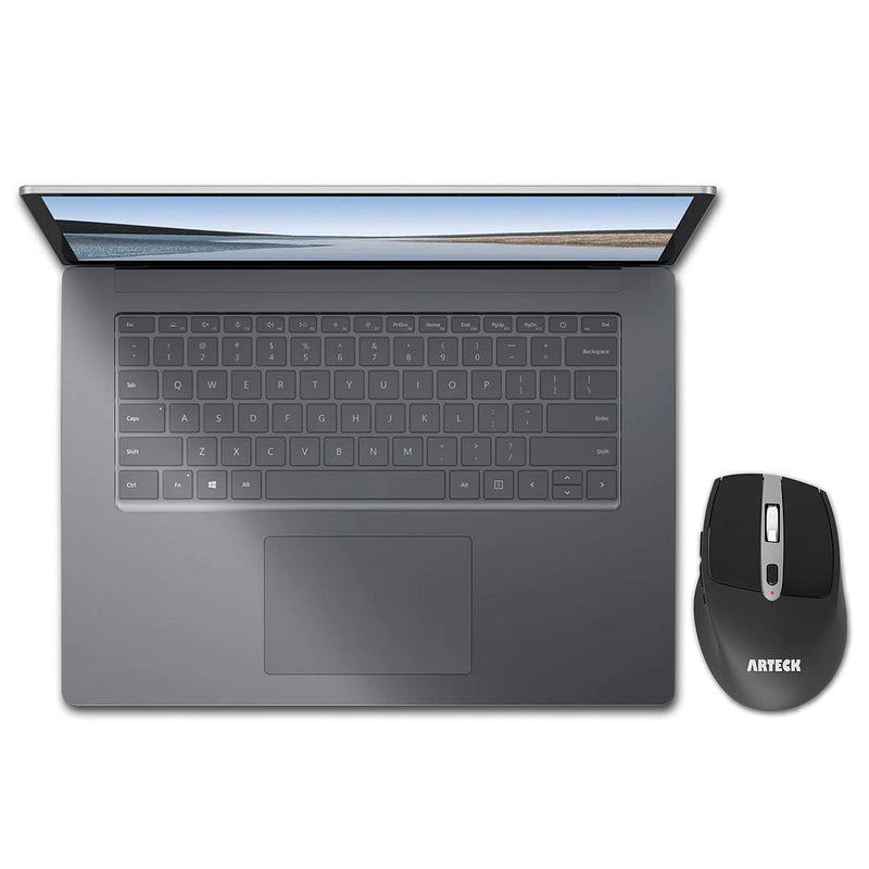 Arteck 2.4G Wireless Mouse with Nano USB Receiver Ergonomic Design Silent Clicking with Side Switch Buttons for Computer / Desktop / PC / Laptop and Windows 10/8/7 Build in Rechargeable Battery Black