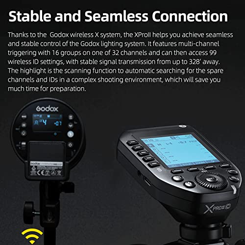 Godox XProII-C TTL Wireless Flash Trigger 1/8000s HSS, TCM Instantaneous Switching, APP Control, 16 Groups 32 Channels, Large LCD Display, Stable Signal, Responsive, Suitable for Canon Cameras