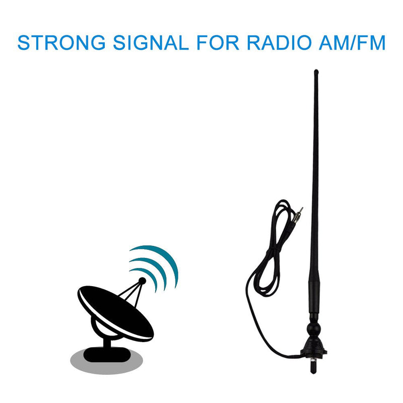 Herdio Waterproof Marine Antenna Rubber Duck Dipole Flexible Mast FM AM Antenna for Boat Radio Car ATV UTV RZR SPA-Black Black