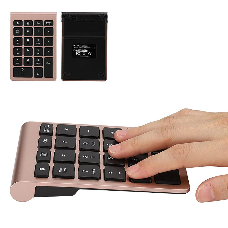 Bluetooth Number Pad, 22 Keys Number Keypad with Shortcut Key, 10Keys Portable Financial Accounting Wireless Number Pad, Bluetooth 5.0 Numeric Keyboard for Laptop, PC, Desktop, Pad(Rose Gold)
