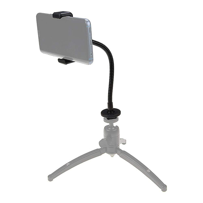 [AUSTRALIA] - Fotodiox Cell Phone Mount w/Gooseneck Tripod/Hot Shoe Adapter - Universal Phone 1/4" Tripod Mount Clamp for Smartphones, 2.2-4" Wide Adjustable 