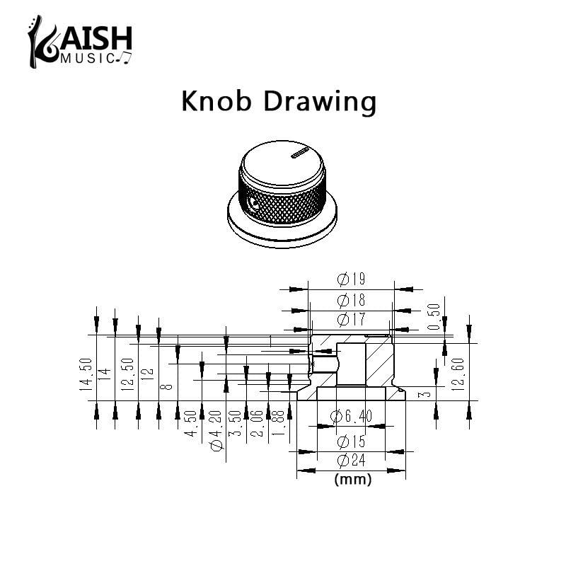 [AUSTRALIA] - KAISH 2pcs Aluminium Potentiometer Knobs 1/4" Universal Top Hat Knobs Bell Control Knob with Set Screw for Guitar/Bass/AMPS/Preamps Black with Indicator Pack of 2 Black with Indicator-2 