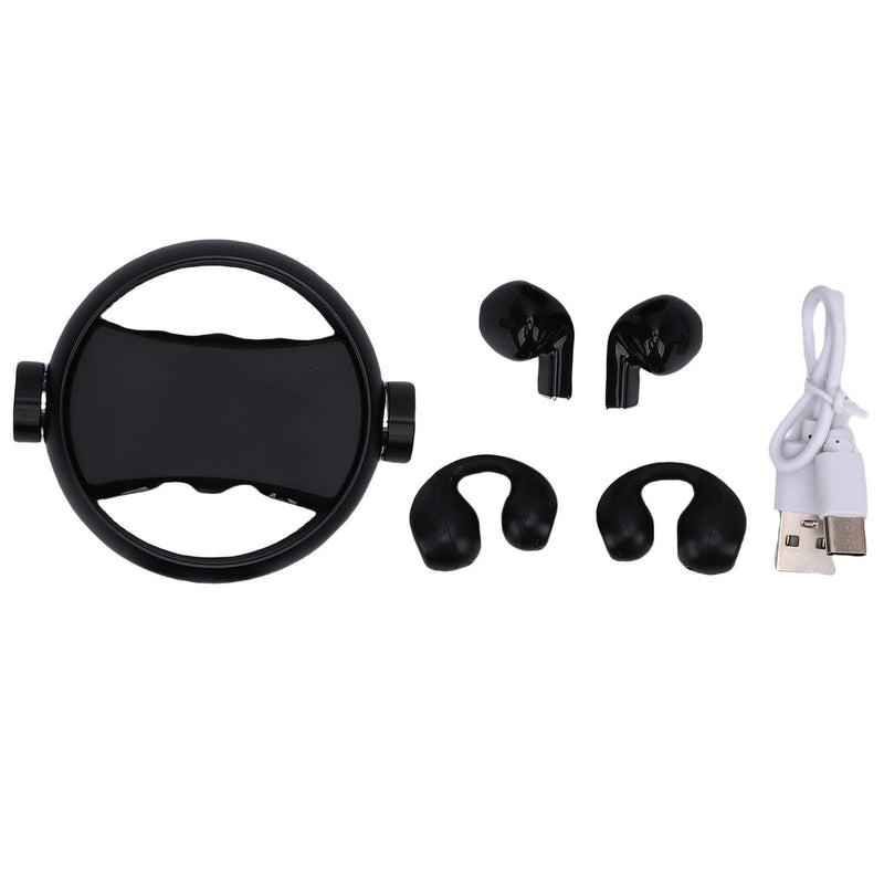 Tangxi 2-in-1 Clip on Open Ear Headphones Wireless Earbuds, Bluetooth 5.3 Couple Earbuds with Clear HiFi Sound, Noise Reduction, IPX5 Water Proof, 140H Playtime (Black) Black