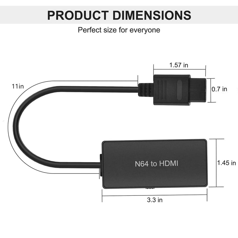 N64 to HDMI Converter Adapter Support 16:9/4:3 Conversion, HDMI Link Cable for N64 /SNES/NGC/SFC（Plug and Play） N64 Adapter