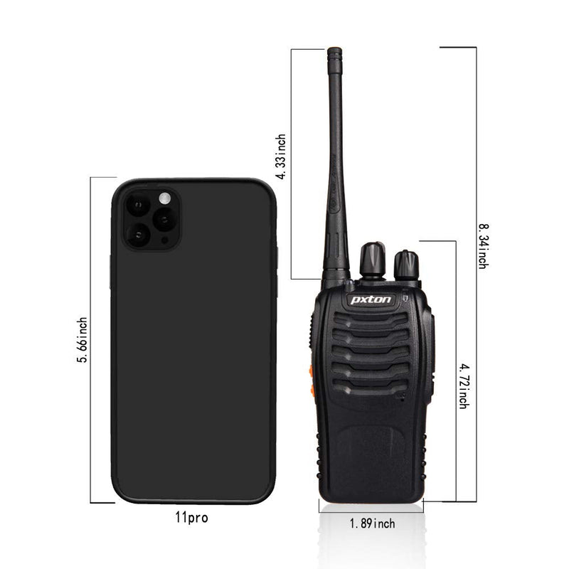 pxton Walkie Talkies Rechargeable Long Range Two-Way Radios with Earpieces,2-Way Radios UHF Handheld Transceiver Walky Talky with Flashlight Li-ion Battery and Charger（2 Pack） 2-pack