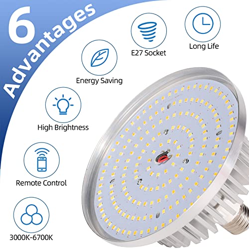 175W Photography Light Bulb Dimmable Tricolor LED Bulbs 3000-6700K Color Softbox Bulb in E27 Socket for Photography Photo Video Studio Lighting White Warm Cold 2 Pack 2 Packs