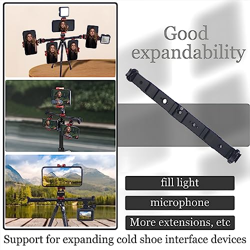 10.2" Cold Shoe Extension Bar, 360° Rotatable Extension Bracket Cold Shoe Mount Adapter, Camera Dual Mount Flash Bracket Compatible with Nikon Canon Sony Olympus DSLR Camera Camcorder DV