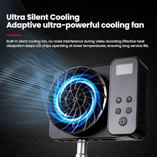 Walking Way 100W Led Video Camera Light Kit, 2800K-6800K Bi-Color Continuous Output Lighting for Photography, Cob Camera Lights with LED Screen 3 Powering, for Film Making, Photography Studio, Black
