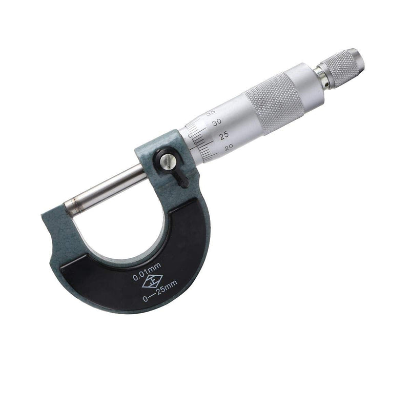External Micrometer Metric 0-25mm High Precision with Carbide Tipped Anvils Metalworking Engineering and Mechanic Car Repair Precise Measuring Tool TOPWAY 401301 Grade A