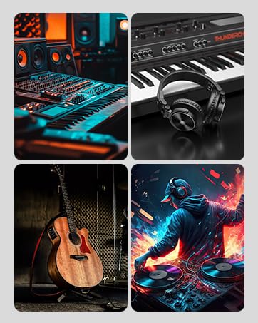 PUPGSIS Wired Over Ear Headphones: Studio Monitor Headphones - Professional 40kHz Hi-Res DJ Stereo Headphones - 1/4 to 3.5mm Audio Jack for Recording/Mixing/Podcast/Guitar/Piano Black