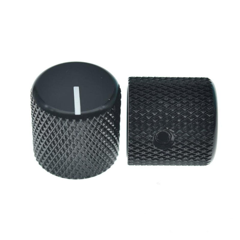4pcs Aluminium Guitar/Bass Knobs Volume/Tone Control Knob 1/4" Metal Universal Potentiometer Pot Knobs with Set Screw and Indicator for Tele/Telecaster/P Bass Black