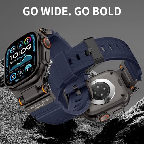 Rubber Band Compatible with Apple Watch Band 49/46/45/44/42mm, Navy Blue/Black and Black/Black
