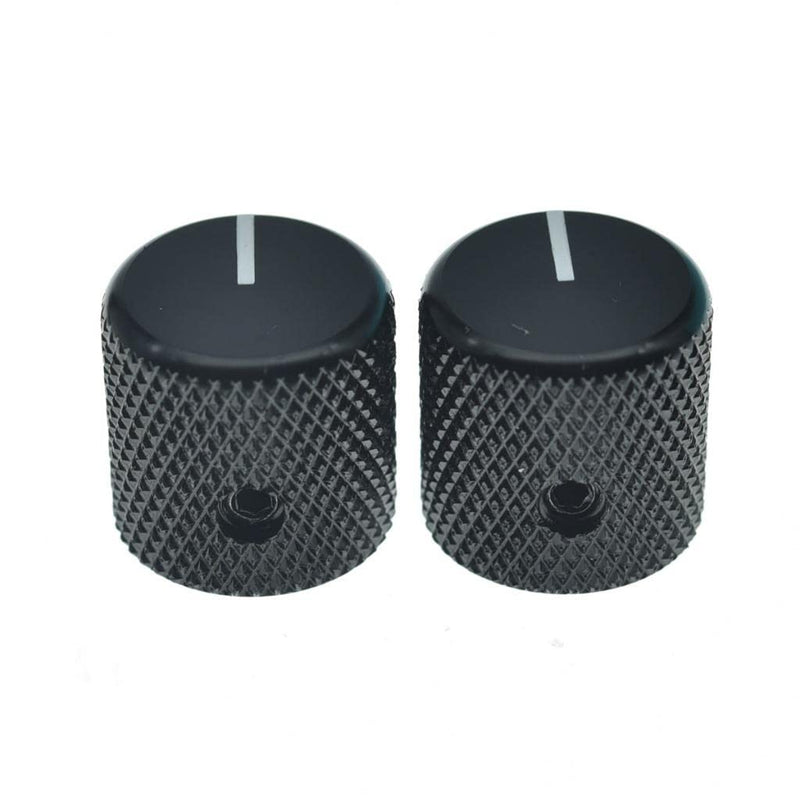 4pcs Aluminium Guitar/Bass Knobs Volume/Tone Control Knob 1/4" Metal Universal Potentiometer Pot Knobs with Set Screw and Indicator for Tele/Telecaster/P Bass Black