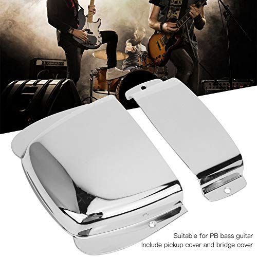 Bass Guitar Bridge Cover with Screws Zinc Alloy Protector Bridge Plate Cover for Electric Bass Guitar (Silver) Silver