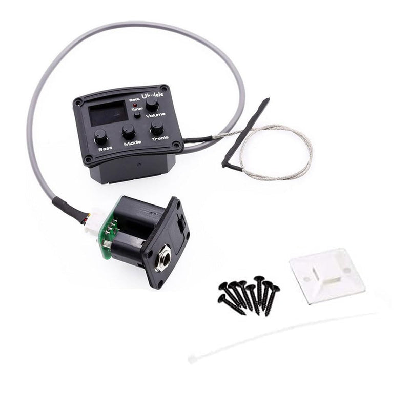 Ukulele Piezo Pickup with Preamp 3-Band EQ Equalizer Ukulele Pickup Preamp Tuner System with LCD Display and Volume Control Guitar Pickup 1 Set