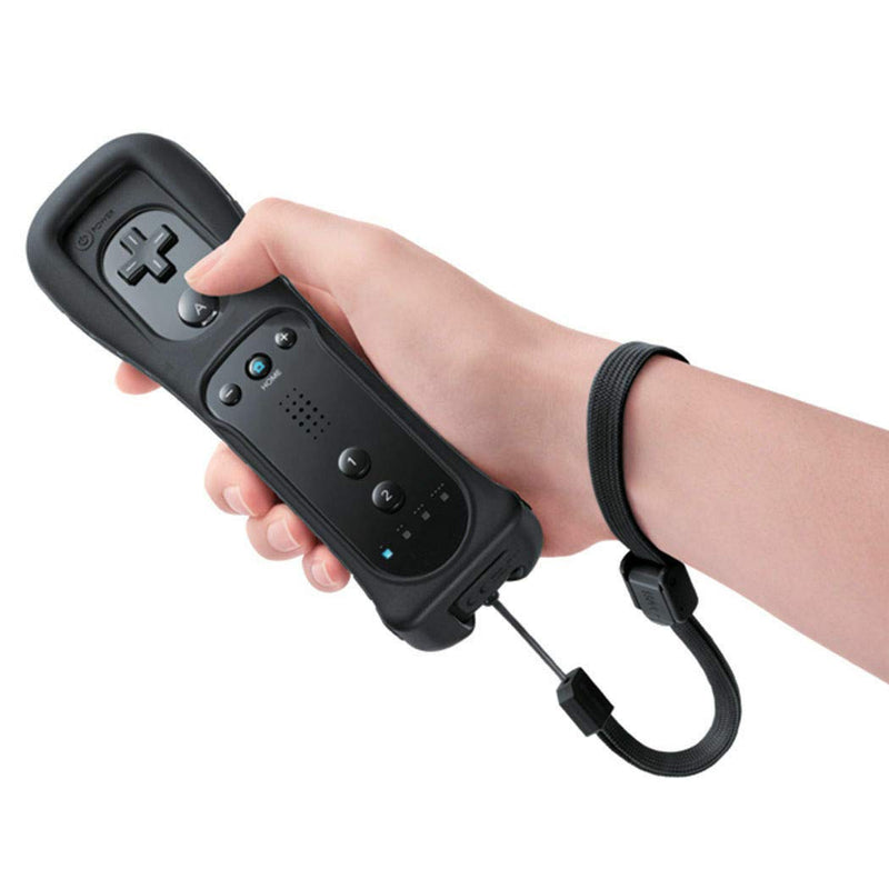 Remote Controller for Wii, Wii Remote and Nunchuck Controllers with Silicon Case and Strap for Wii and Wii U (Black) Black