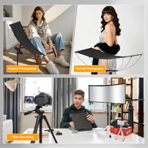 Photography Reflector with Stand, 59"x24" U-Shaped Light Reflector Kit 59"x24"
