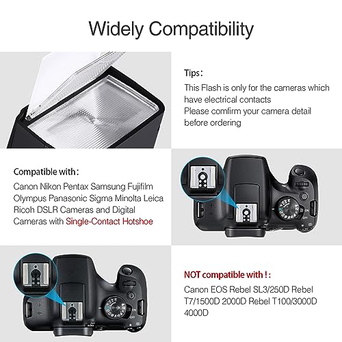Powerextra DF-400 Speedlite Camera Flash for Nikon Pentax Samsung Fujifilm Olympus Panasonic Sigma Minolta Leica Sony DSLR Cameras and Others with Single-Contact Hotshoe 1