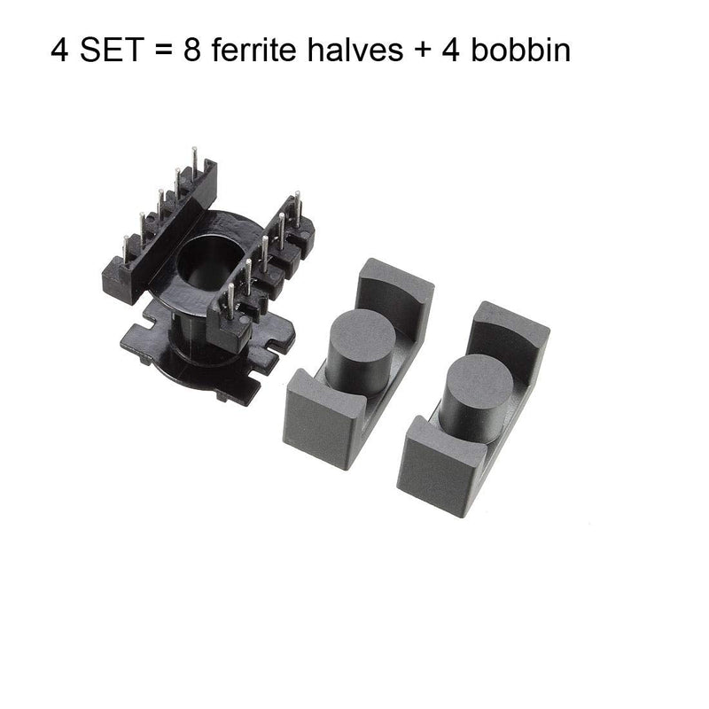 sourcing map Transformer Coils Ferrite Core Vertical Ferrite Halves and Coil Set of 4 EC28