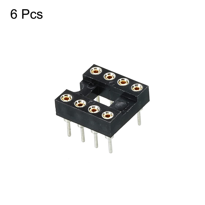 sourcing map DIP IC Chip Socket Adapter Flat Pin 8P 2.54 mm Pitch IC Socket for PCB Board Chip, 6 Pack