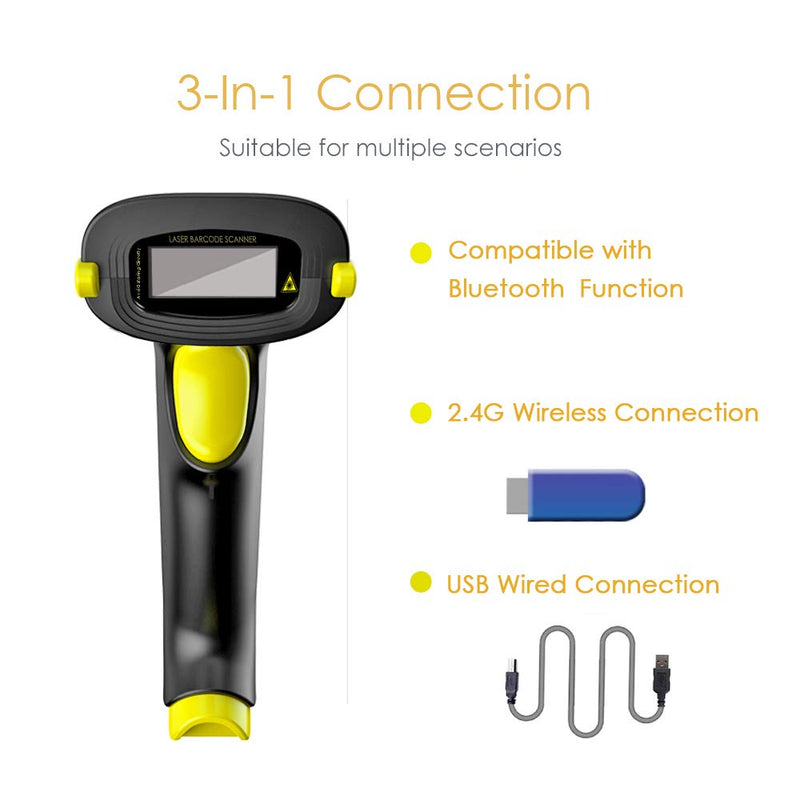 [AUSTRALIA] - NADAMOO Wireless Barcode Scanner Compatible with Bluetooth, USB 1D Bar Code Reader for Inventory Management, Work with Windows/Mac OS/Linux Computer, Made for iPhone, iPad, and Android 