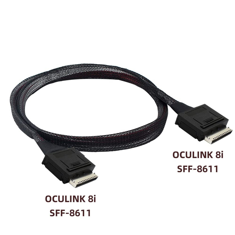 cablecc 50cm OCuLink PCIe PCI-Express SFF-8611 8X 8-Lane to OCuLink SFF-8611 8X SSD Data Active Cable