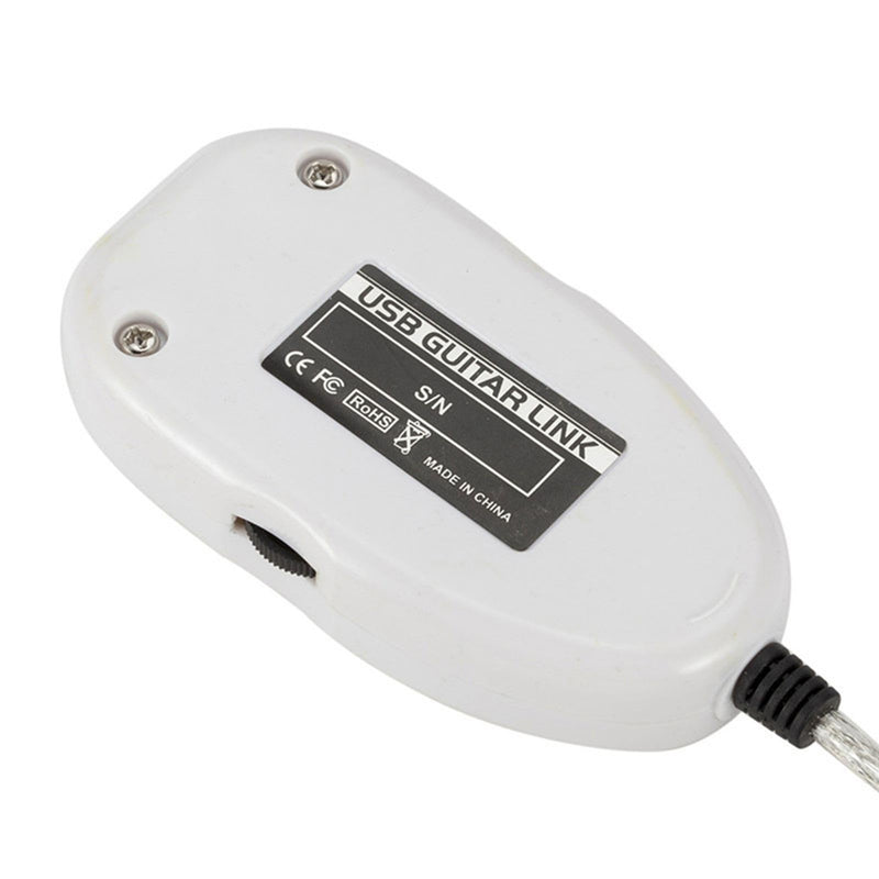 Walfront Guitar Link Cable Adapter USB Interface Recorder for PC Computer, with Stereo Headphone Output, USB Powered for Monitoring with Active Monitor Speakers (White) White