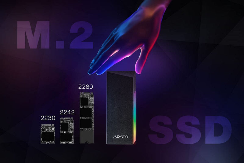 ADATA EC700G Aluminum USB 3 Gen 2 Type-C M.2 2280/2242/2230 PCIe/NVMe/SATA SSD External Portable Enclosure Case Adapter Tool-Less Design (AEC700GU32G2-CGY)