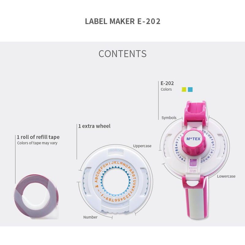 [AUSTRALIA] - Motex Embossing Label Maker, Labeling Tool, Old School Label Maker, for Manual Label Embossing- E-202 (Light Blue) Light Blue 