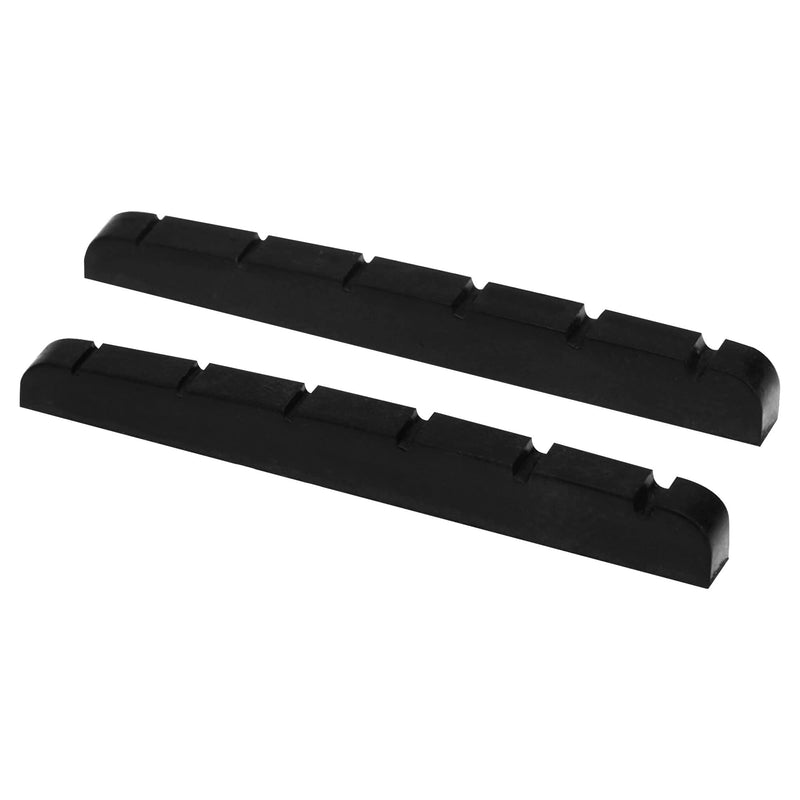 Musiclily Pro Urea Resin Plastic 43mm Slotted Strat Tele Electric Guitar Nuts Flat Bottom for 6-string Stratocaster/Telecaster Guitar, Black (Set of 2)