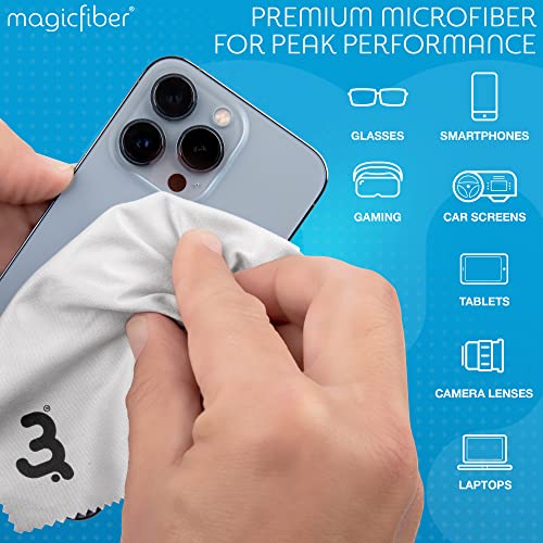 MagicFiber 18 PK - 12 Household Microfiber Cleaning Cloths + 6 Glasses Microfiber Cleaning Cloths - Premium Kitchen Towels and Glasses Wipes