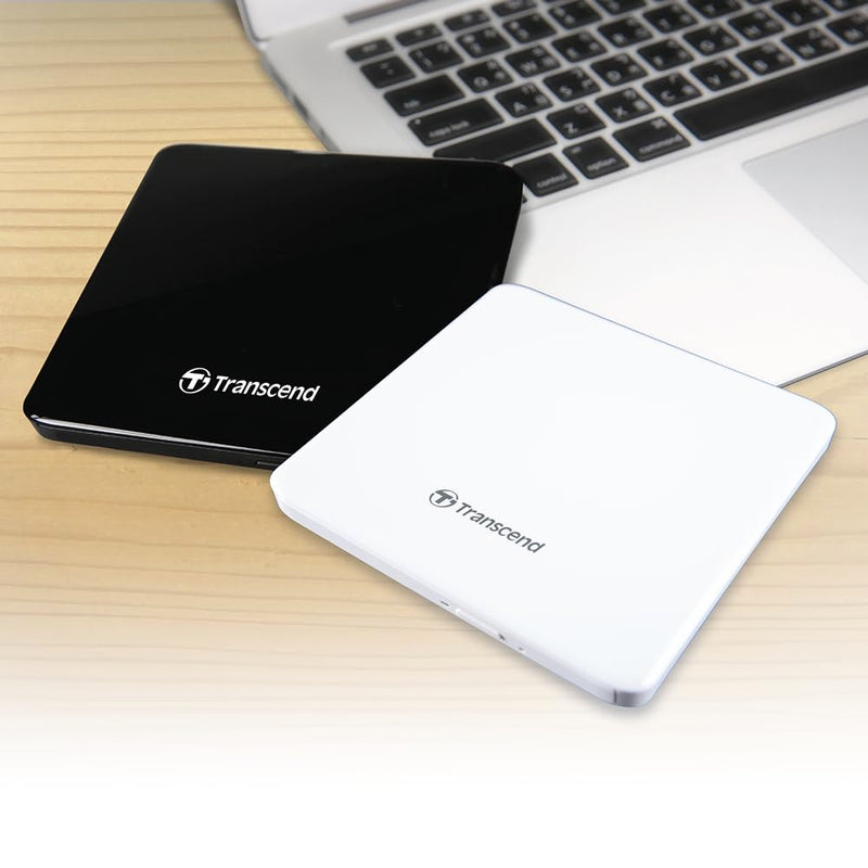 Transcend 8K Extra Slim Portable DVD Writer Optical Drive (TS8XDVDS-K) | Ultra-slim, sleek design Black