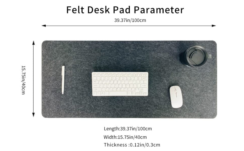 DAWNTREES Large Felt Desk Pad , 40''x16'' Full Desk Mouse Pad, Desk Pad for Keyboard ,Computer Mat for Desk ,100X40cm Felt Desk Mat for Desk Pad Protector 100x40cm Dark Grey